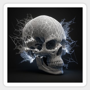 Black and White Light Fire Skull Sticker